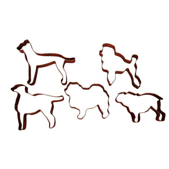 Set Of 5 Vintage Dog-Shaped Metal Cookie Cutters‎ Baking Crafts - Picture 1 of 6